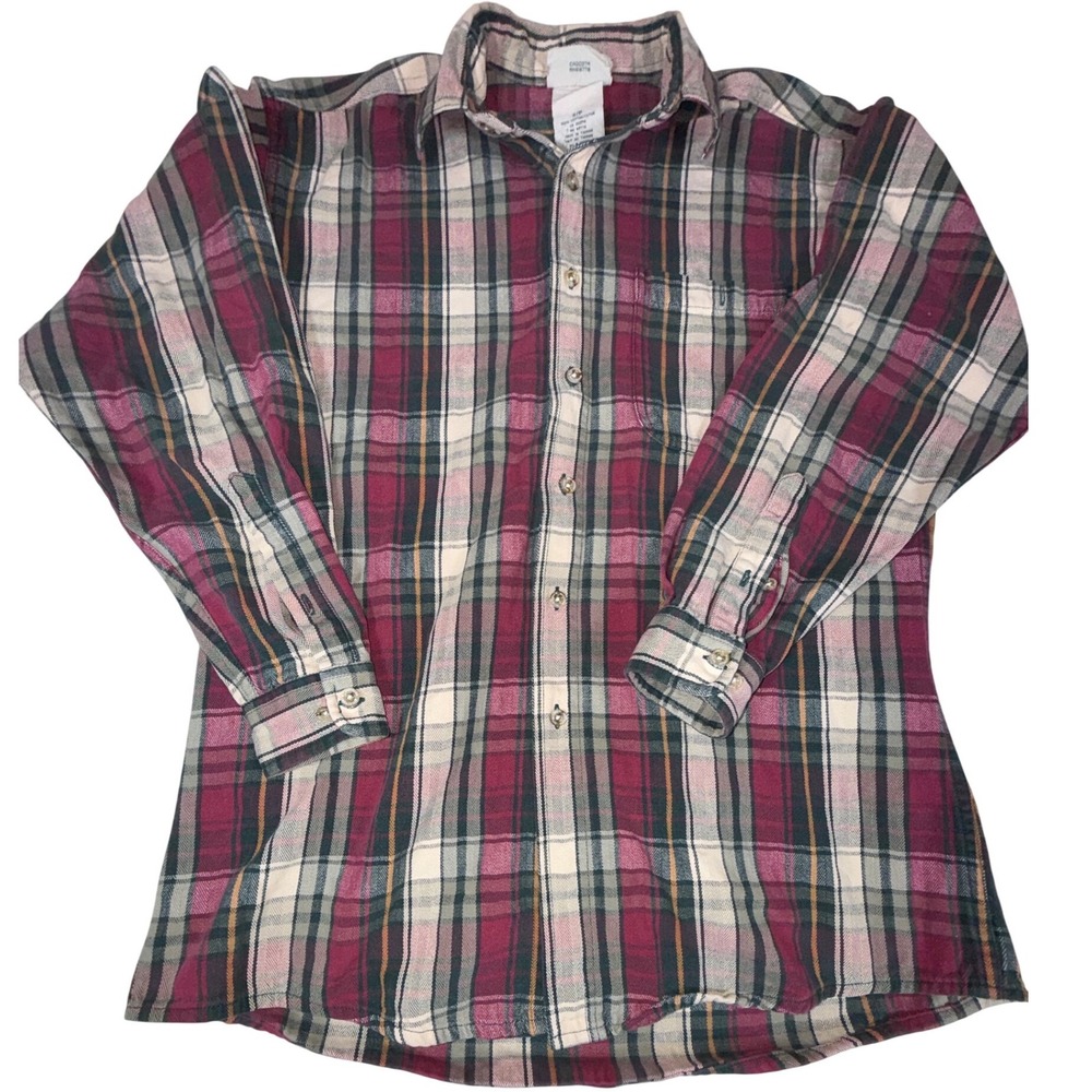 Northern Reflections Plaid Shirt Women's S Burgundy Green Cotton Long Sleeve